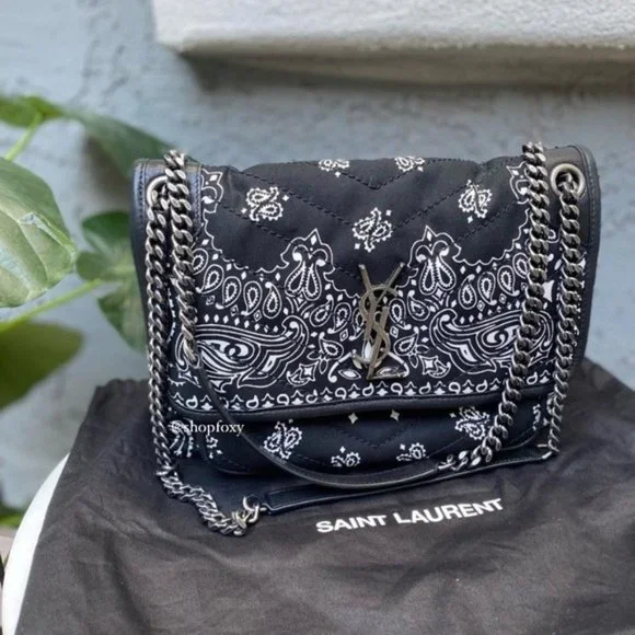 SOLD Saint Laurent YSL Medium Niki Chevron Quilted Bandana Bag - Picture 2 of 16